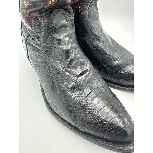 Larry Mahan Men’s 8.5D Black Embossed Leather Western Cowboy Boots vintage exoti - Picture 7 of 10